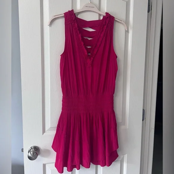 Ramy Brook Pink Ella Dress - Ruffled Tie Back Sundress Size Small - Picture 8 of 8